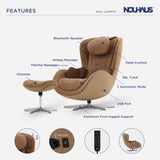 Nouhaus NOU Campo Heated Massage Chair,Full Body Massaging Zero-Gravity Leisure Recliner with Low-Noise 3D Massage and Dual Sound Systems Modern Massage Chairs (Dark Caramel)