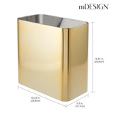 mDesign Small Metal 2.4 GallomDesign Small Metal 2.4 Gallon/9 Liter Trash Can Wastebasket Garbage Bin for Bathroomn/9 Liter Trash Can Wastebasket Garbage Bin for Bathroom, Slim Rubbish Waste Bin Trashcans - Mirri Collection - Soft Brass