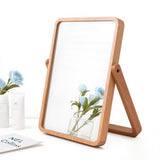 ZOROSY Desk Makeup Mirrors with Wood - Rectangle Wall-Mounted Mirrors Table Mirrors for Living Room Bedroom Birthday Gifts (10.5" L x 7.8" W)