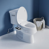 SAMODRA Raised Toilet Seat Riser, White, 3 Inch High Elevated Toilet Seat for Seniors, Soft Close, Easy Install & Clean (Elongated)