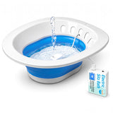 Pochik Electric Sitz Bath for Toilet Seat, Collapsible Portable Soaking Tub for Hemorrhoids and Postpartum Care, Automatic Flushing Sitz Bath Basin with Adjustable Flow - Aqua