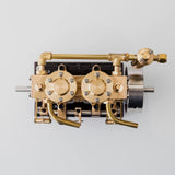 MechPuConToy Engine Model Kit That Works, Vertical Two-Cylinder Reciprocating Steam Engine Model with Oil Cup Support Forward and Reverse Rotation for 80-120CM Steam Model Ship (Boiler Not Included)