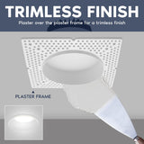 LUXRITE 4 Inch LED Regressed Trimless Spotlight, Push N’ Lock, 5 CCT Selectable (2700K-5000K), 25W, 1950 Lumens, CRI 90, Dual Dimming (0-10V/Triac), 120-277V, ETL Listed, Damp Rated, Round (4 Pack)