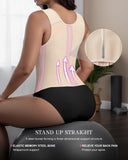 Waist Trainer for Women for Daily Wear, Faja Body Shaper Corset with Zipper and Adjustable Shoulder Straps, Faja Colombians, L Apricot