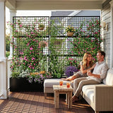 Privacy Planters for Patio – Metal Raised Garden Bed with Trellis and Privacy Screen, 71"×47.2"×16" Planter Box with Drainage Holes for Climbing Plants, Vegetables, and Vines, Outdoor Backyard Black