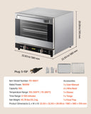 VEVOR Commercial Convection Oven, 66L/60Qt, Half-Size Conventional Oven Countertop, 1800W 4-Tier Toaster w/Front Glass Door, w/Trays Wire Racks Clip Gloves, 120V
