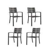 MFSTUDIO Stackable Patio Dining Chairs Set of 4, Metal, Black