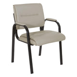 Office Star FL Series Faux Leather Guest Office Chair with Black Finish Frame, Taupe