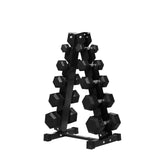 RITFIT Rubber Hex Dumbbells Set with Rack, 180-780LB Heavy-Duty Cast Iron Core, Knurled Chrome Handle, Space-Saving Storage Rack for Home Gym Strength Training