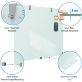 TSJ OFFICE Glass Dry-Erase Board - 36 x 24 Inches Wall Mounted Glass Magnetic Whiteboard, Large Frameless Glass White Board for Office, Home & School TSJ OFFICE
