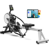 pooboo Rowing Machines for Home, Dual Wind & Magnetic Resistance, Foldable Row Machine 400 LB Weight Capacity (Black)