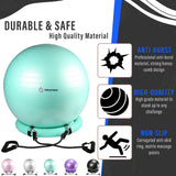 NEUMEE Yoga Ball Chair with 65cm Exercise Ball & 2 Resistance Bands, Stability Base for Home Office, Yoga, Pilates & Fitness, Balance Ball for Posture, Core Strength & Low Impact Workouts (Teal)