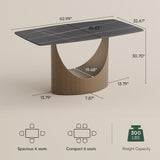 POVISON 63" Hobart Modern Dining Table for 4-6, Rectangle Matte Black