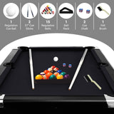6FT Folding Pool Table for Adults & Famil, Portable Billiards Table Set with Full Accessories, Includes Balls, 2 Cue Sticks, Chalk, Felt Brush, for Home, Basement, Man Cave, Black