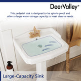 DeerValley Dynasty 23x19 Inch White Pedestal Sink, Ceramic Bathroom Sink with Overflow and Backsplash, DV-1P522