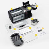 LGRFUXIN 3-in-1 Breakfast Station, Includes Coffee Maker, Non-Stick Griddle, and 4-Slice Toaster Oven, for Bread Egg Sandwich Bacon Sausages,Black