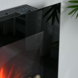 HOMCOM 29" Electric Fireplace, Wall Mounted Fireplace with 7 Adjustable LED Flame Colors, Remote Control, Fireplace Heater for Living Room, 1450W, Black