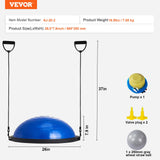 VEVOR 26-inch Half Exercise Ball Trainer, 1500 lbs Capacity Balance Ball, Includes Resistance Bands and Pump, Ideal for Full Body Workouts, Yoga, and Strength Training at Home Gym, Blue