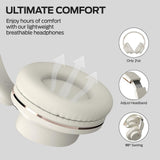 ABEAUROOSE Foldable Bluetooth Headphones with Hidden Mic, Portable Over-Ear Wireless Headphones for Cell Phone, PC, Laptop, Suitable for Music, School, Workouts, and Gaming (White)