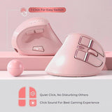 IDJXNXYDH Pink Ergonomic Wireless Mouse Rechargeable 2.4G Bluetooth 3 Device Silent Vertical Mouse for Laptop PC Mac Tablet