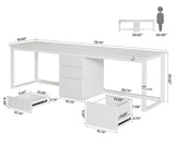 Tribesigns 78.7'' 2 Person Computer Desk with 3 Drawers, Extra Long Double Office Desk with Storage, Modern Dual Study Writing Table Workstation for Home Office, White