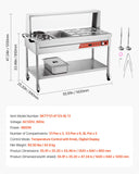 VEVOR Commercial Food Warmer, 7 Pans + 2 Pots Electric Steam Table, 1800W Professional Buffet Catering Food Warmer with Shield Undershelf Wheels, Stainless Steel Server for Party Restaurant Hotel
