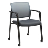 CLATINA Grey Waiting Room Chair with Wheels Mesh Back Stacking Arm Chairs