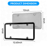 2 Pack Clear License Plate Covers, Unbreakable Anti-Yellowing Tag Protectors, Street Legal Universal Car Plate Holders with Hardware, Anti-Rattle Pads & Caps