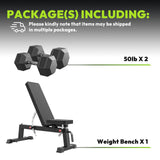 HANDBODE Adjustable Weight Bench for Full Body Workout, 1300 lb Weight Capacity Bench Press Bench of Home Gym Strength Training, Incline Upright Flat Utility Workout Bench with 50 lb Dumbbells