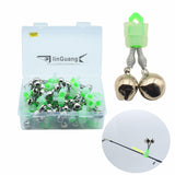 linguang 40 pcs Fishing Pole Copper Catfish Bells Clamp on for Rods Tips ，Screw in/Thread on/Clip on Poles with Fishing Glow Sticks ，Fishing Strike Alert Glow Stick Bite Alarm(40pcs Fishing Bells)