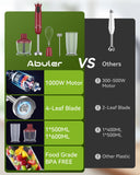 Immersion Blender 5 in 1 Hand Blender, Abuler 1000W Hand Mixer Stick,12 Speed Handheld Blender 304 Stainless Steel