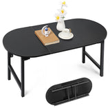 CADUKE Folding Coffee Table, Oval Small Center Table for Living Room, Black