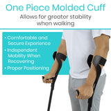 Vive Forearm Crutches (Pair) - Adjustable, Lightweight Arm Crutches Forearm for Adults - Ergonomic Arm Crutch Cuff and Comfortable Handles - Heavy Duty Crutches Non Slip Skid Replaceable Rubber Tips