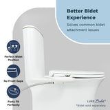 LUXE TS1008E Elongated Comfort Fit Toilet Seat with Slow Close, Quick Release Hinges, and Non-Slip Bumpers (White)