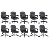 Keratee Executive Office Chair, Leather Desk Computer Chair with Padded Armrests, Mid-Back Swivel Adjustable Ergonomic Design for Home Office, 10PC, Black