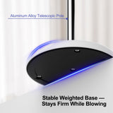 SENWELL-KA Hair Dryer Stand with 360 Rotating Head, Hands Free, Large Hook,Heavy Duty Base, Adjustable Height, TPU Padded Clip, Aluminum Alloy Holder for Home or Salon (White)