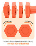 Adjustable Dumbbells Set, 4 in 1 Hand Weights Set for Women Men 10 LB Dumbbell Pair Each 2lbs 3lbs 4lbs 5lbs Weights Dumbbells Set with TPU Soft Rubber Handle for Home Gym Exercise Fitness - Orange