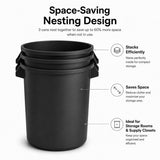 Getzi 6 Pack 20 Gallon Black Round Commercial Trash Can