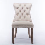 MOOLSUN Velvet Dining Chairs Set of 8, High Back Side Chairs, Modern Padded High-End Tufted Upholstered Chairs with Button-Tufted Back & Rear Pull Tabs, Solid Wood Legs E-Beige(Solid Wood Legs)