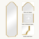 WallBeyond Arched Full Length Mirror Wall Mounted, 65"x22" Gold Metal Frame Full Body Mirror for Bedroom, Living Room, Hanging or Leaning Against Wall Full Size
