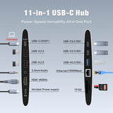 Adjustable Laptop Stand for Desk with Docking Station 11-in-1, Aluminum Laptop Riser with USB Hub