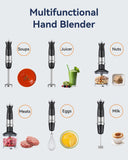 Immersion Blender Handheld 1000W 5 in 1 Corded Stick Hand Blender Kitchen with 12 Speed, BPA-Free, Mixing Beaker, Chopper