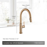 AguaStella AS31CPB Champagne Bronze Kitchen Sink Faucet with Pull Down Sprayer Single Handle