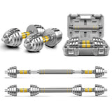 PHOEROS Adjustable Dumbbell Set - 44/66/88 LBS weights set, Dumbbell Barbell 3 in 1, Steel Dumbbells Pair with Connecting Rod for Adults Women Men Fitness Workout, Home Gym Exercise Training Equipment (44lbs)