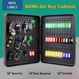 Secure Steel Key Cabinet with 60/80 Hooks, Rounded Corner Design, Easy Installation - Ideal Key Management Solution for Home and Office Organization
