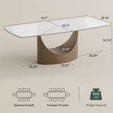 POVISON 94" Modern Dining Table for 8-10, Hobart Matte White Dining Room Table, Sintered Stone Tabletop with Bronze Carbon Steel Pedestal, 94 inch Rectangle Dining Table (Table Only)