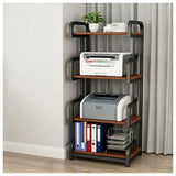 3-Tier Rolling Printer Cart with Storage Shelves, Adjustable Height Steel Office Cart for Home, Easy Assembly, Space-Saving Design, Ideal for Workspaces and Printing Needs