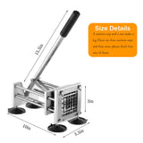 French Fry Cutter，Professional Stainless Steel Potato Cutter， Press Fries with 1/2-Inch and 3/8-Inch Blade Great for Potatoes