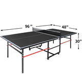 8ft Mid-Size Ping Pong Table, Foldable Table Tennis Table with Net, 2 Table Tennis Paddles and 3 Balls for Indoor/Outdoor, Black