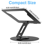 Swivel Laptop Stand for Desk, Adjustable Height Aluminum Computer Stand with 360 Rotating Base